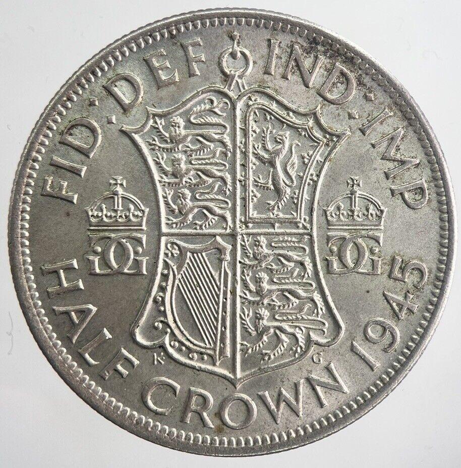1945 George VI Half-Crown Silver Coin | Very Fine Grade | a6351