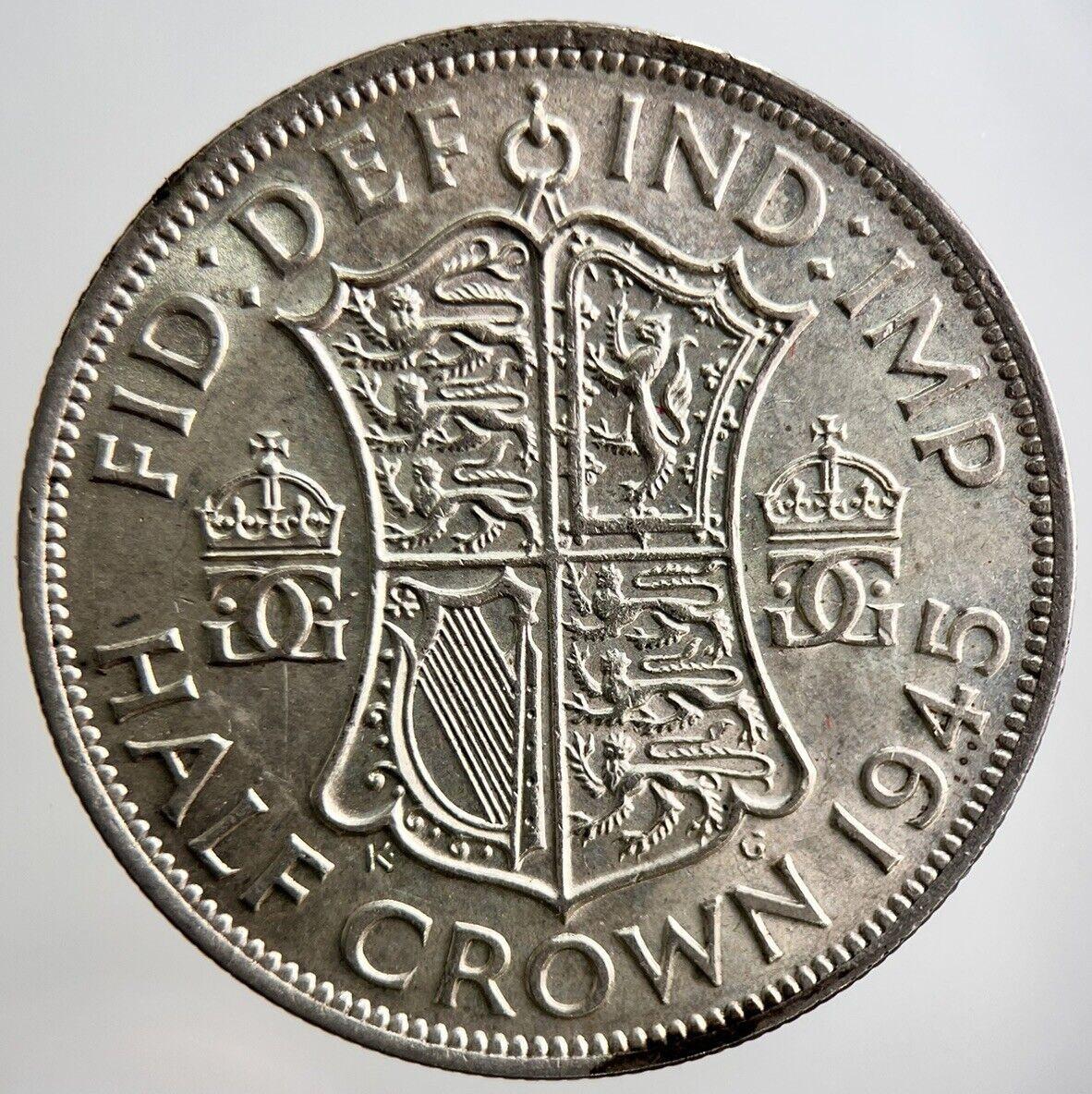 1945 George VI Half-Crown Silver Coin | Very Fine Grade | a2882