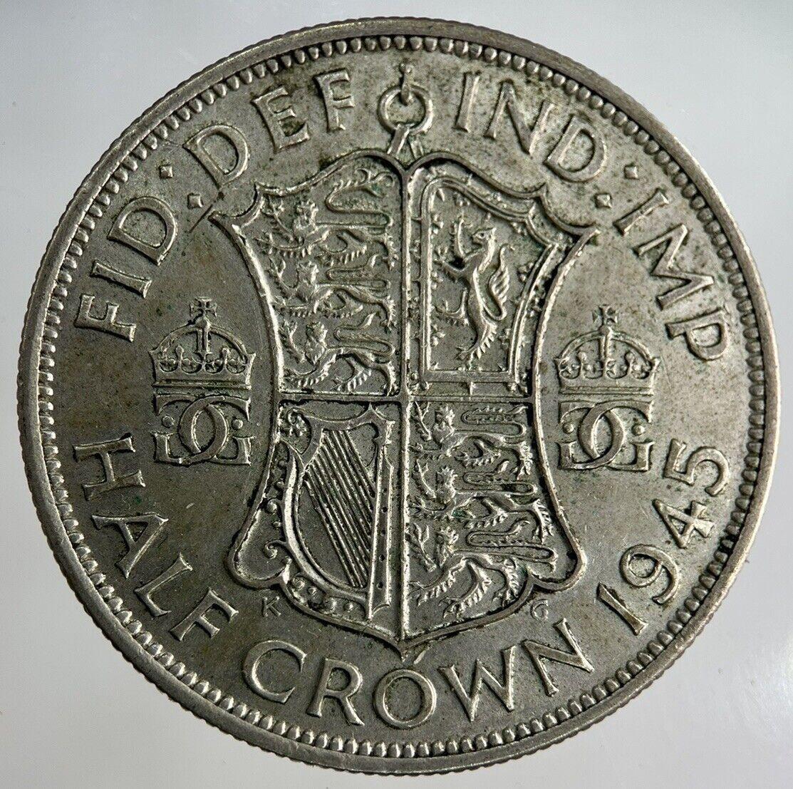 1945 George VI Half-Crown Silver Coin | Fine Collectable Grade