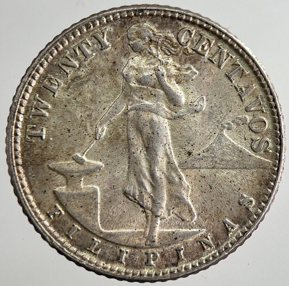 1945 Philippines 20 Twenty Centavos America Silver Coin | Very High Grade a8802