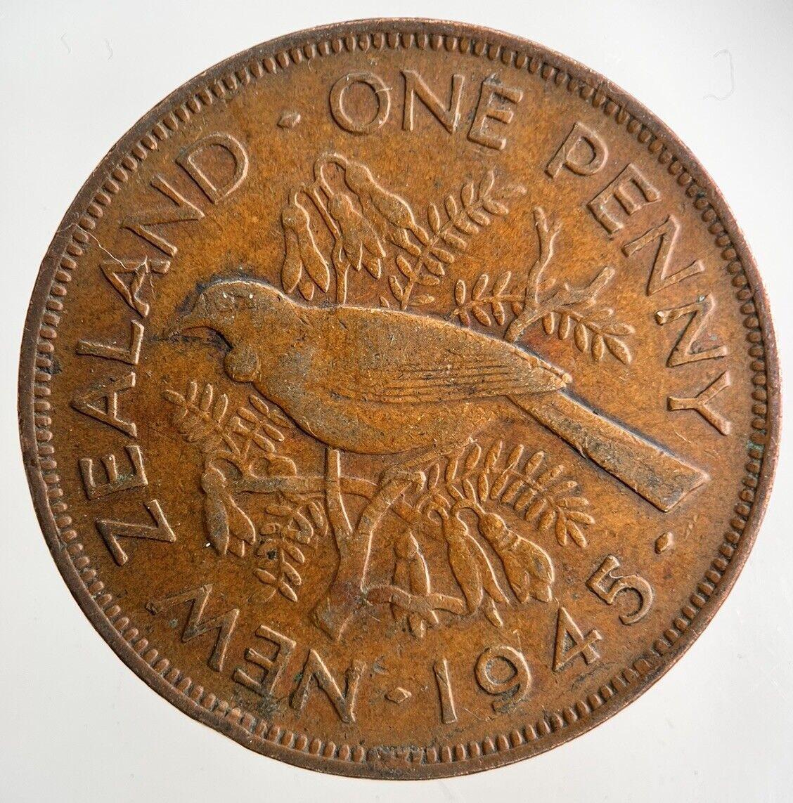 1945 New Zealand One Penny Coin | Fine Collectable Grade