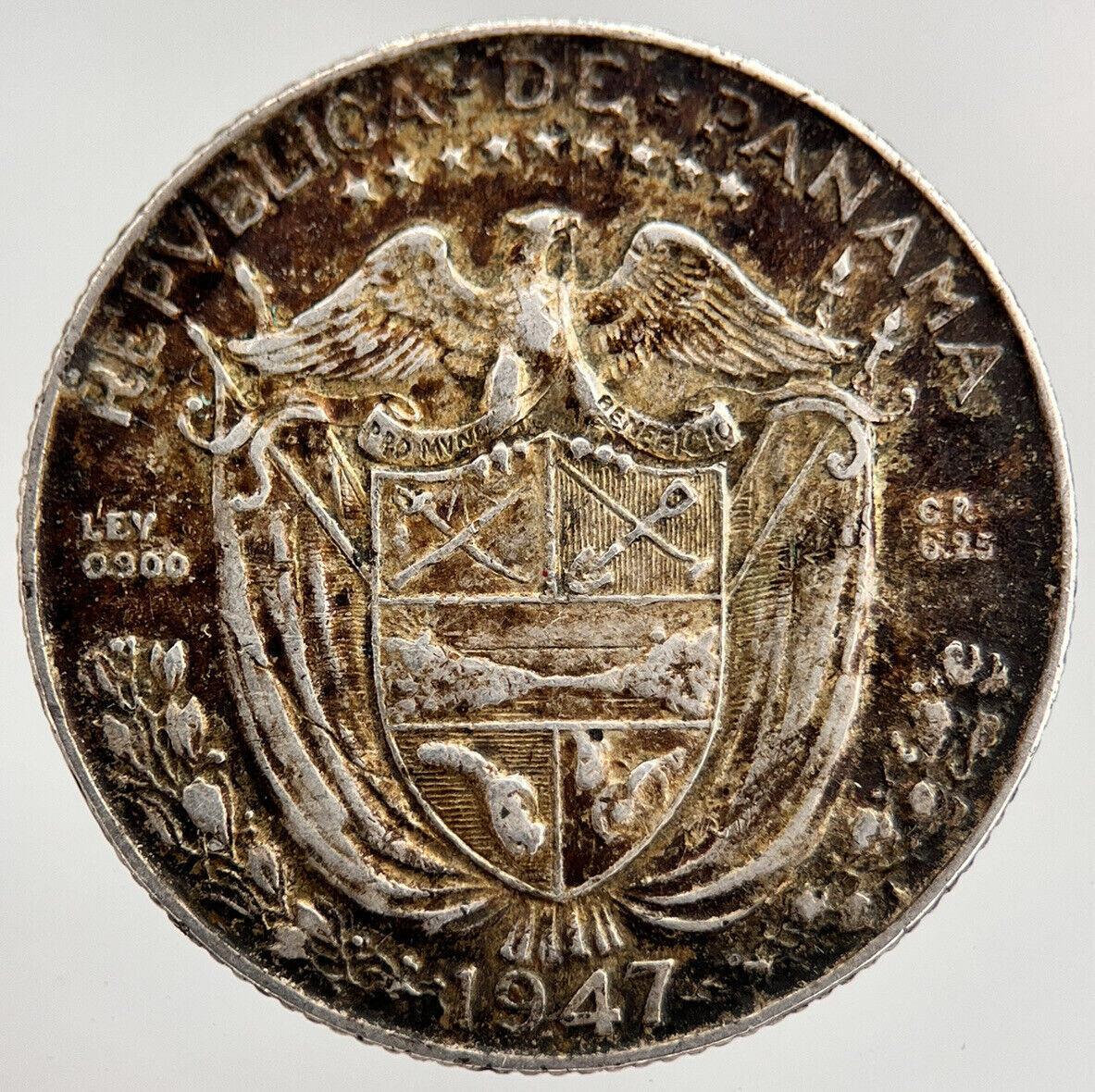 1947 Panama 1/4 Quarter Balboa Silver Coin | Fine Collectable Grade | a1579