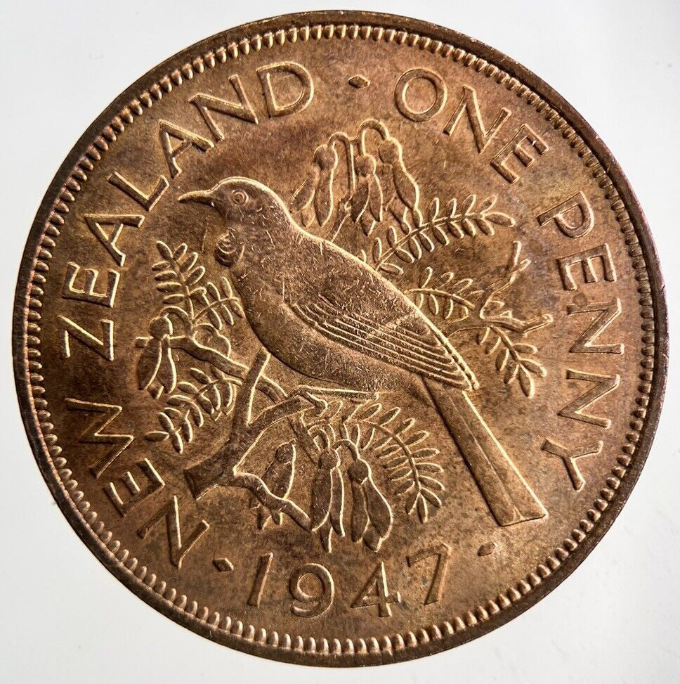1947 New Zealand One Penny Coin | Very High Grade