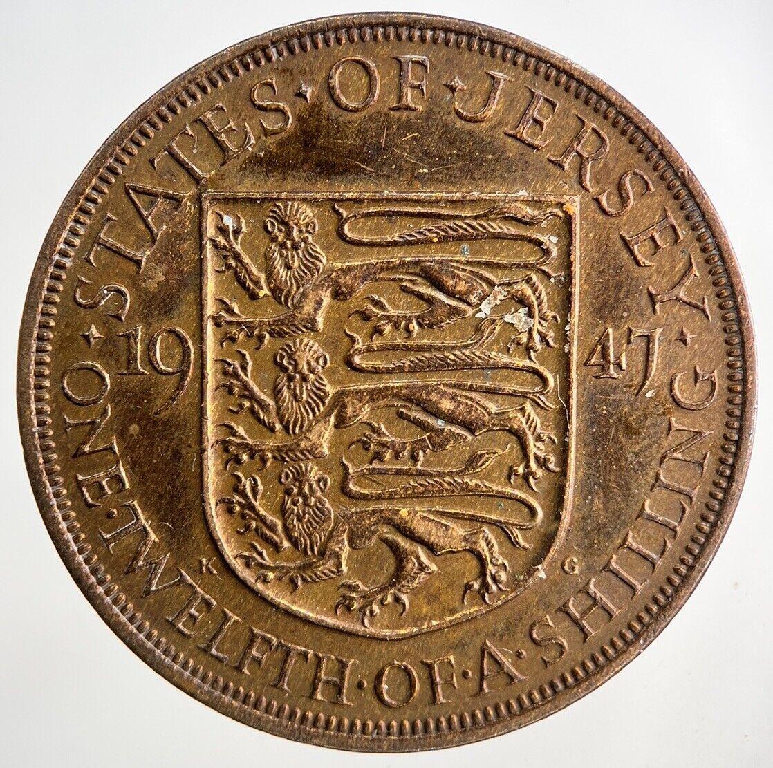 1947 Jersey One Twelfth Of A Shilling 1/12th Coin | Very High Grade