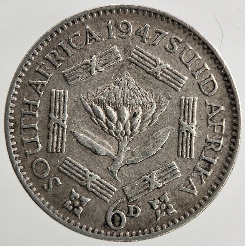 1947 South Africa Sixpence Silver Coin | Fine Collectable Grade