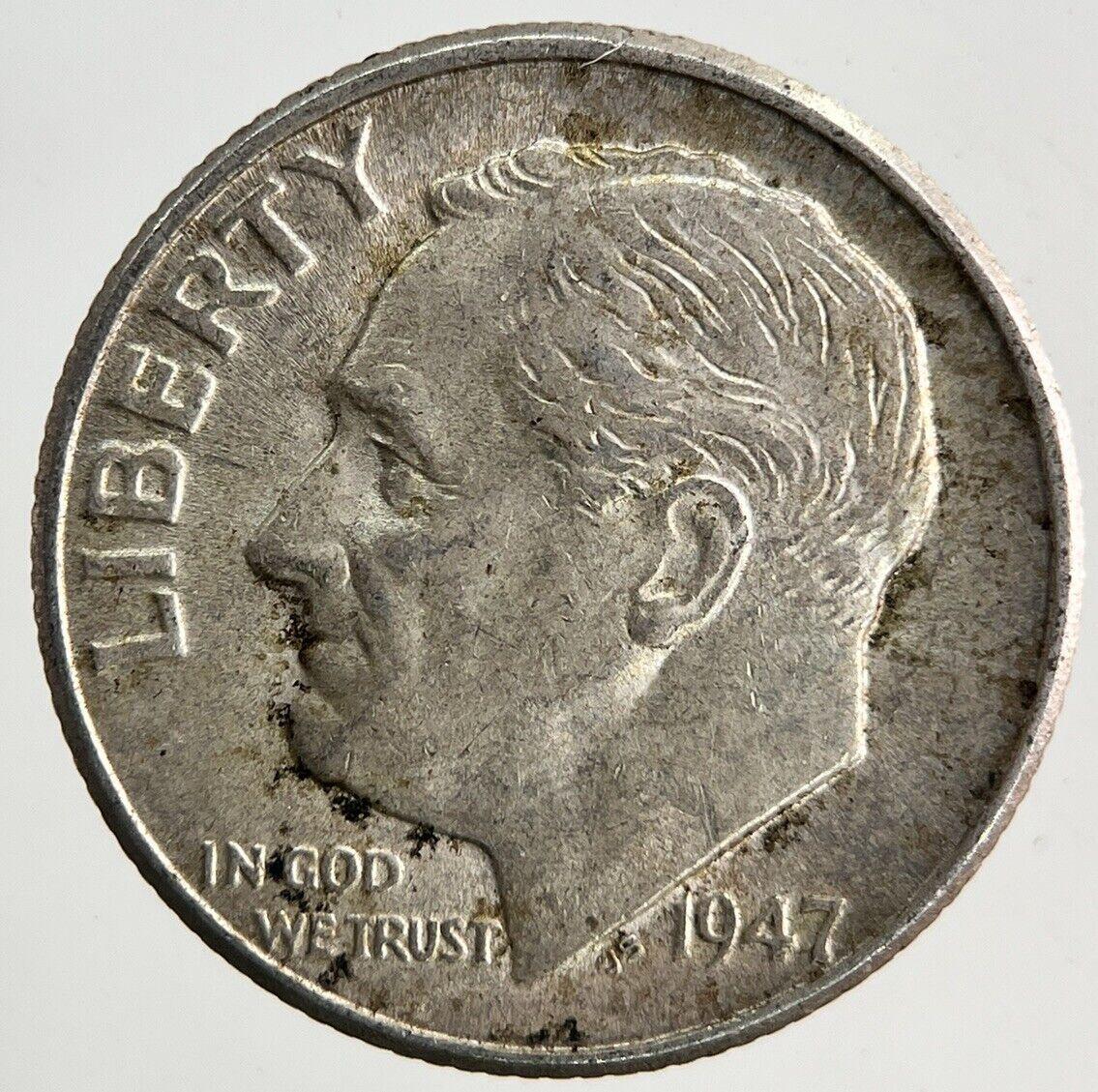 1947-D US USA Roosevelt Dime Silver Coin | Very High Grade