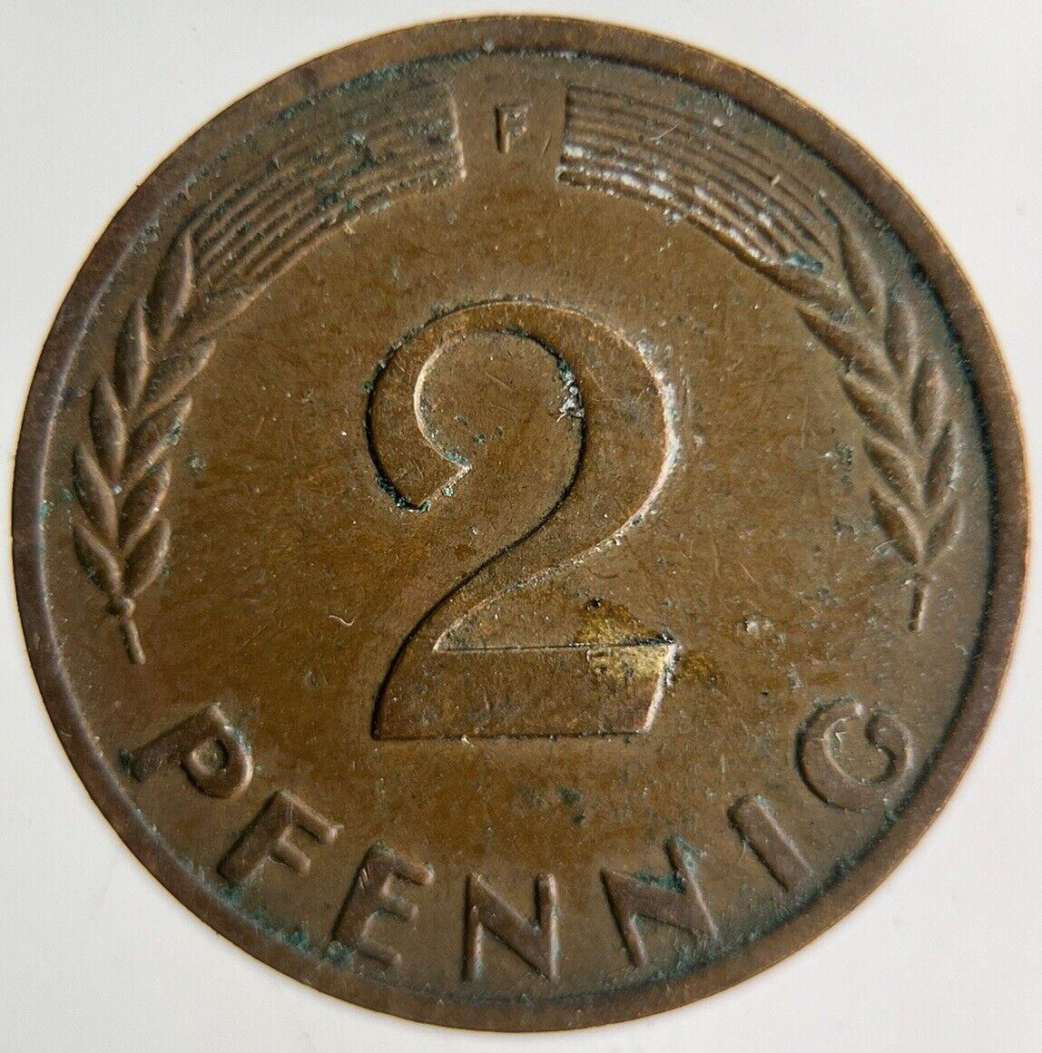 1950 Germany 2 Pfennig Coin | Fine Collectable Grade