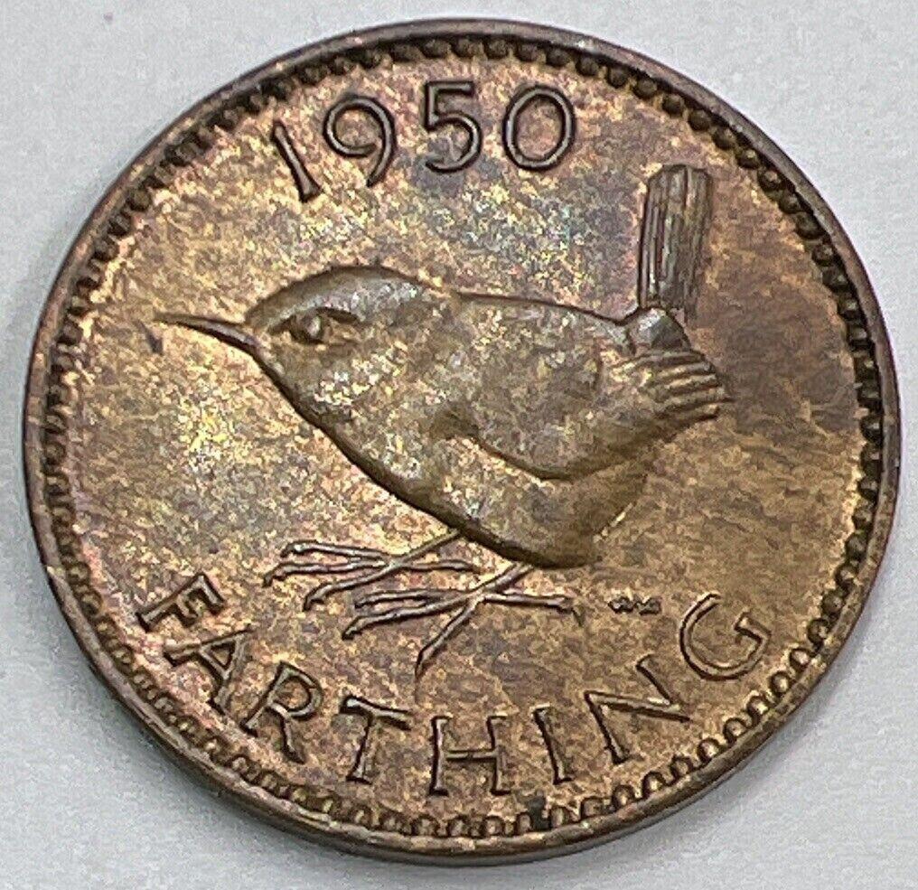 1950 George VI Farthing | British Copper Coin | Very High Grade | a540