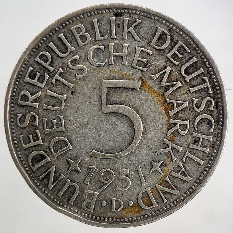 1951-D Germany 5 Mark Silver Coin | Very High Grade