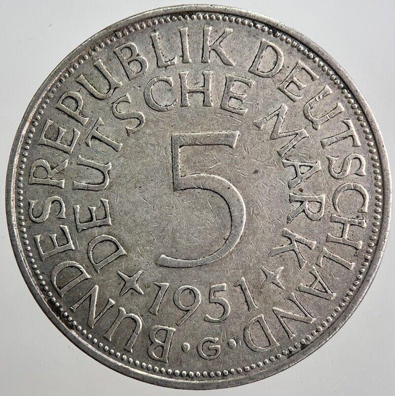1951-G Germany 5 Mark Silver Coin | Very High Grade | a7450
