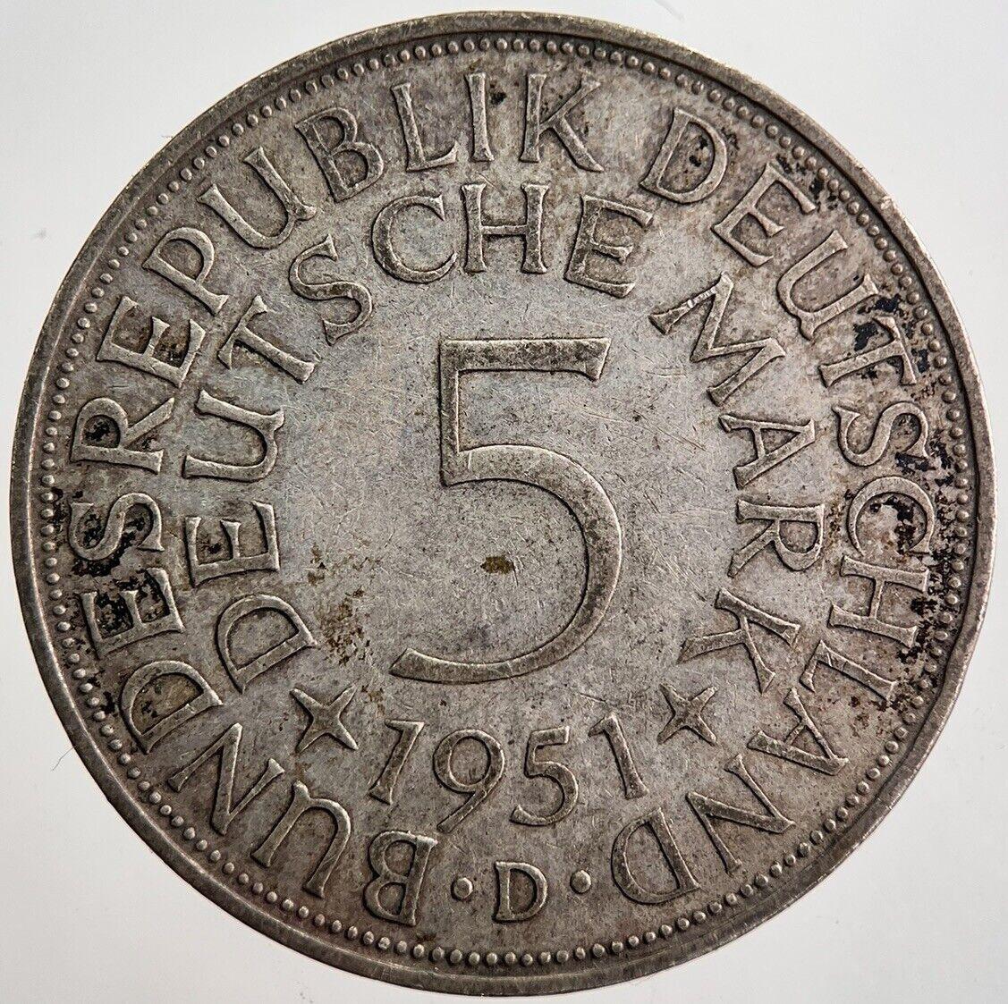 1951-D Germany 5 Mark Silver Coin | Very High Grade | a7783