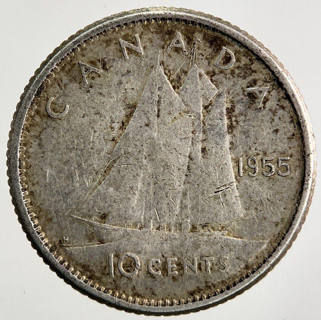 1955 Canada 10 Cents Silver Coin | Fine Collectable Grade