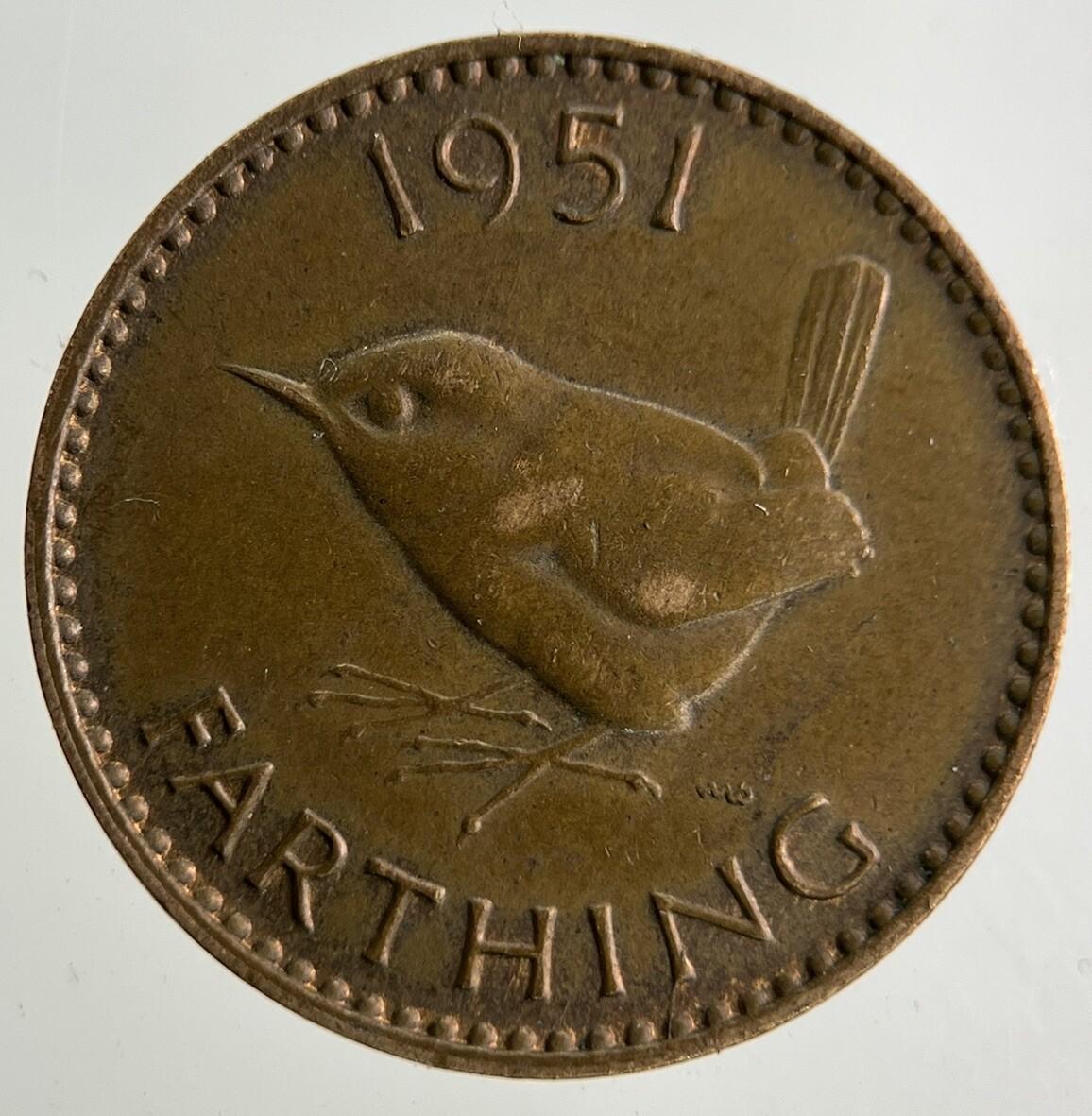 1951 George VI Wren Farthing Coin | Fine Collectable Grade