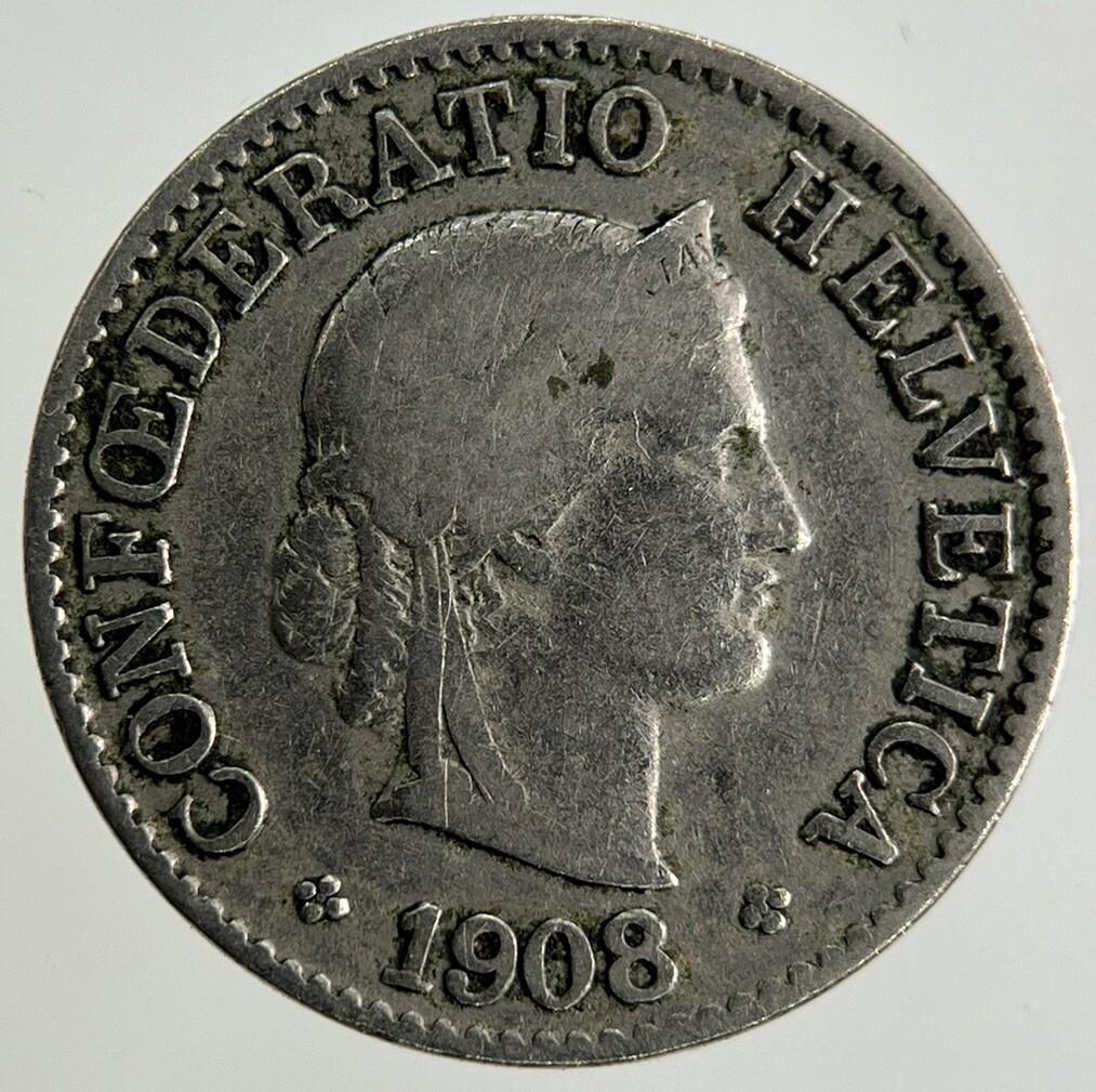 1908 Switzerland Swiss 5 Rappen Coin | Fine Collectable Grade