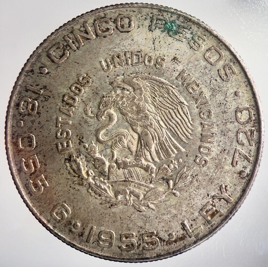 1955 Mexico 5 Pesos Cinco Silver Coin | Very High Grade | a4224