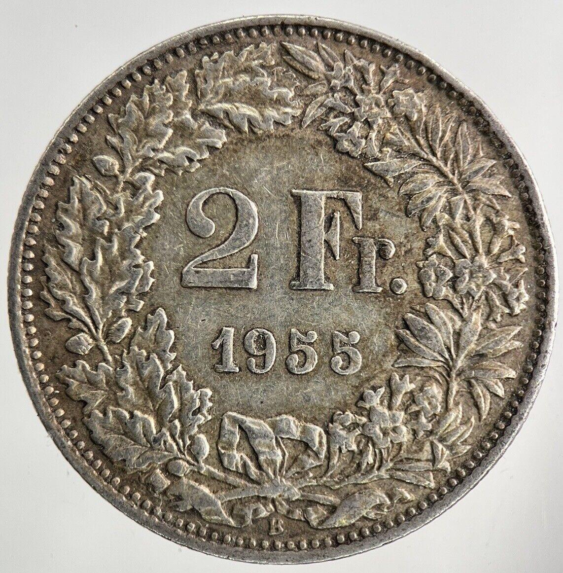 1955 Switzerland Swiss 2 Franc Silver Coin | Fine Collectable Grade
