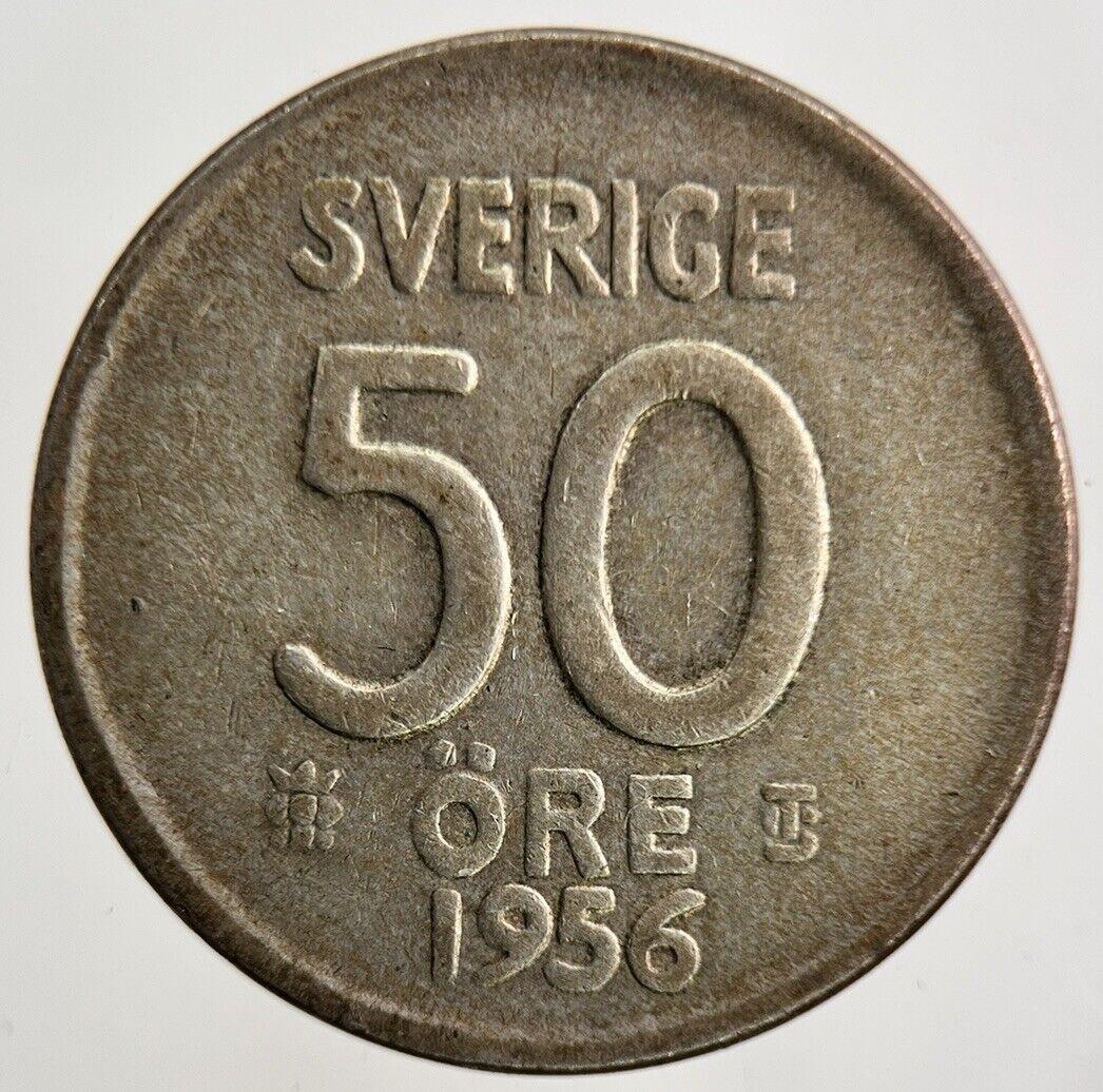 1956 Sweden 50 Ore Silver Coin | Fine Collectable Grade