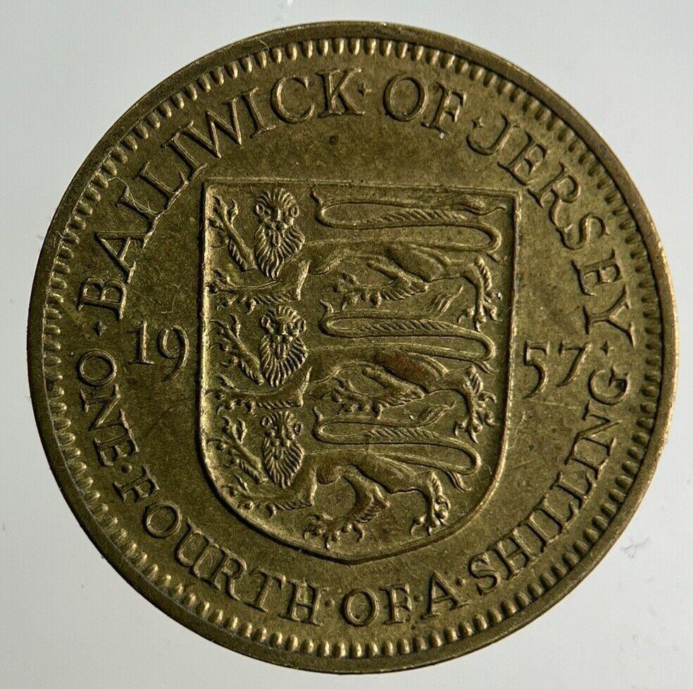 1957 Jersey 1/4 One Fourth Of A Shilling Coin | Fine Collectable Grade