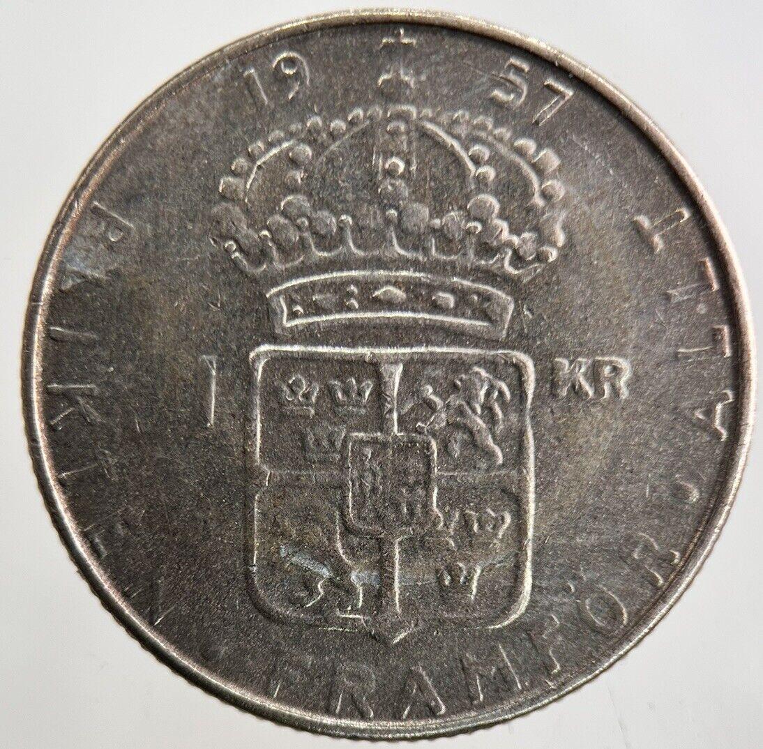 1957 Sweden 1 Krona Silver Coin | Fine Collectable Grade