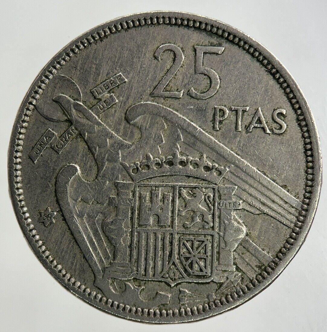 1957 Spain 25 Pesetas Coin | Fine Collectable Grade