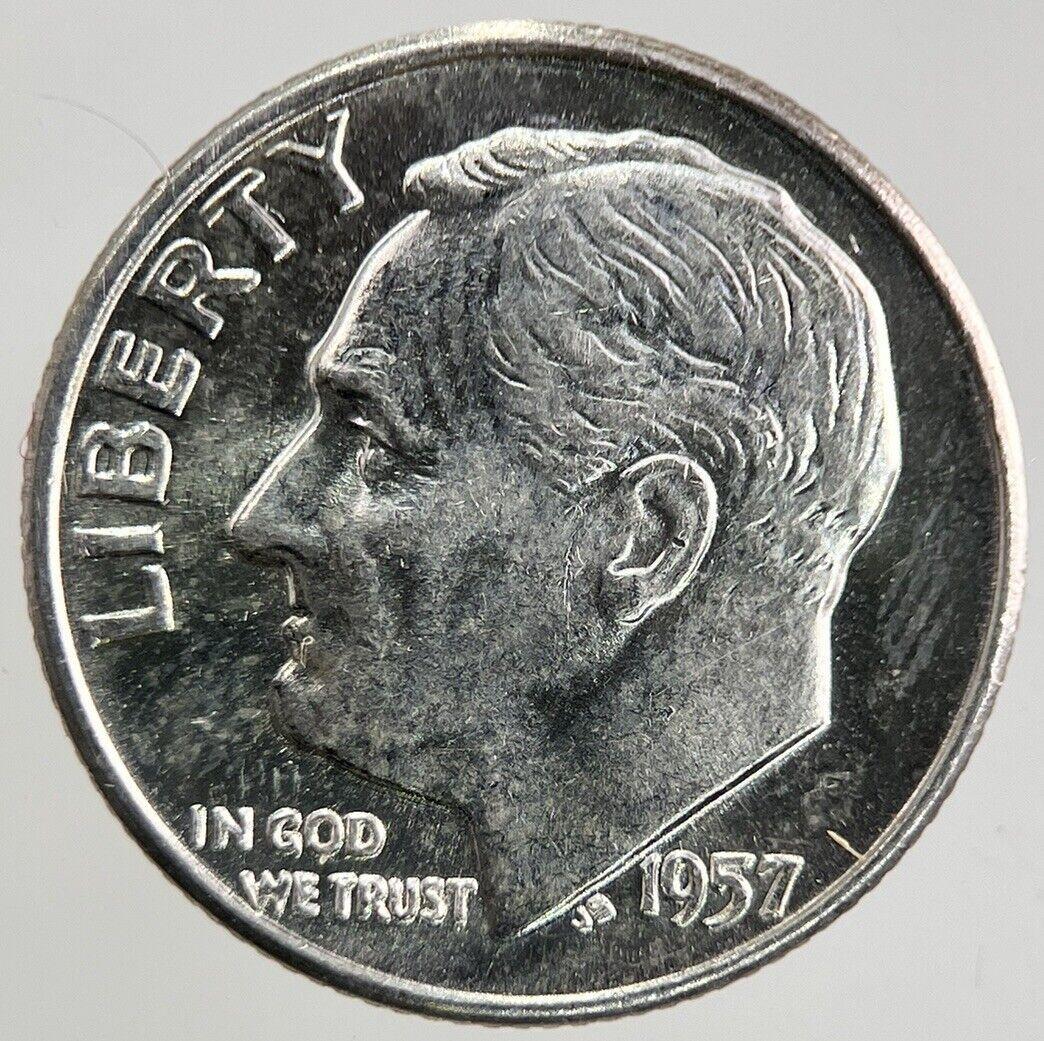 1957-D US USA Roosevelt One Dime Silver Coin | Very High Grade