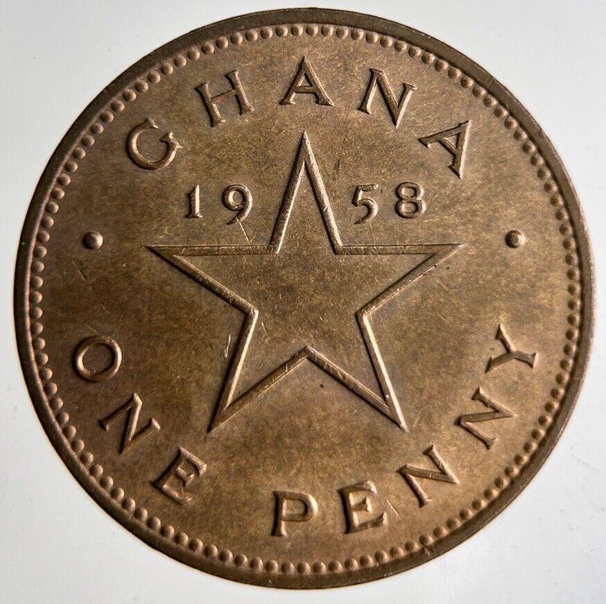 1958 Africa Ghana One Penny Coin | Fine Collectable Grade