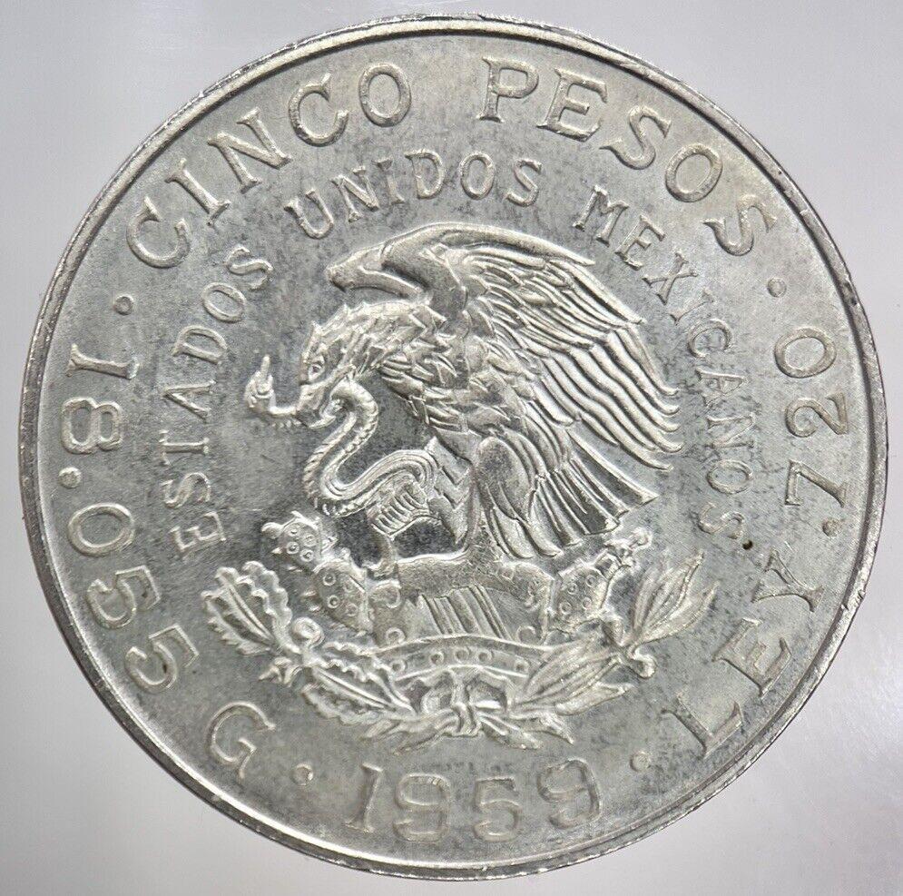 1959 Mexico 5 Pesos Silver Coin | Very High Grade