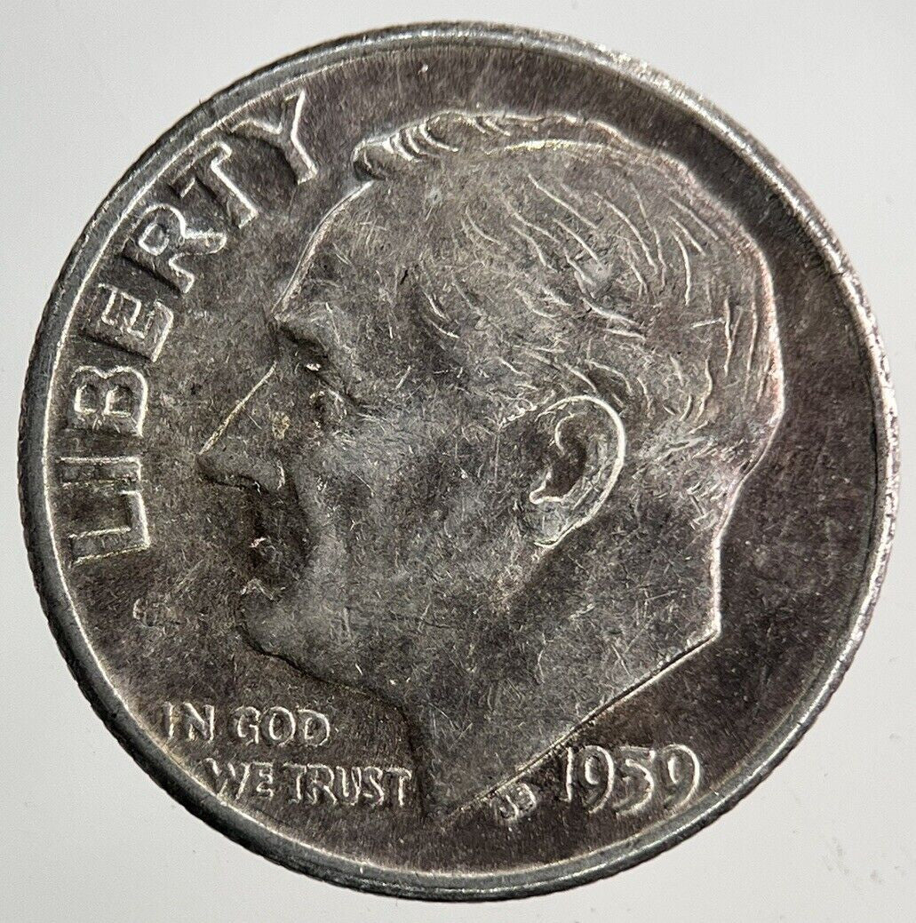 1959 US USA Roosevelt One Dime Silver Coin | Fine Collectable Grade