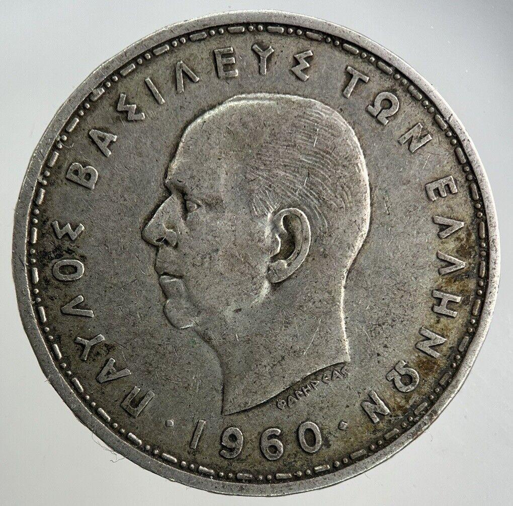 1960 Greece 20 Drachmai Silver Coin | Fine Collectable Grade