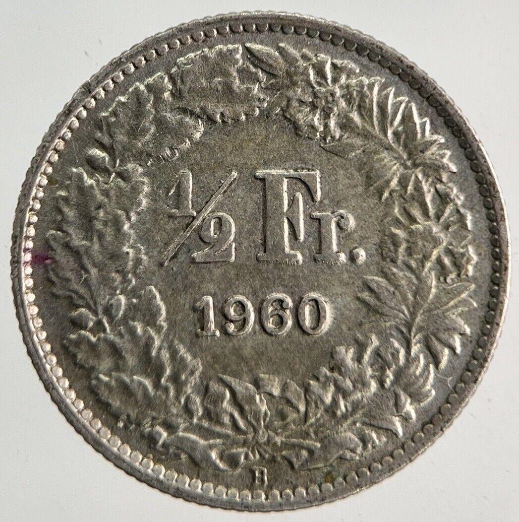 1960 Switzerland Swiss 1/2 Half Franc Silver Coin | Fine Collectable Grade