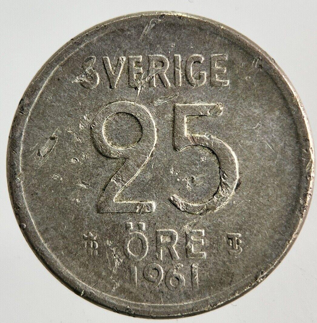 1961 Sweden 25 Ore Silver Coin | Collectable Grade