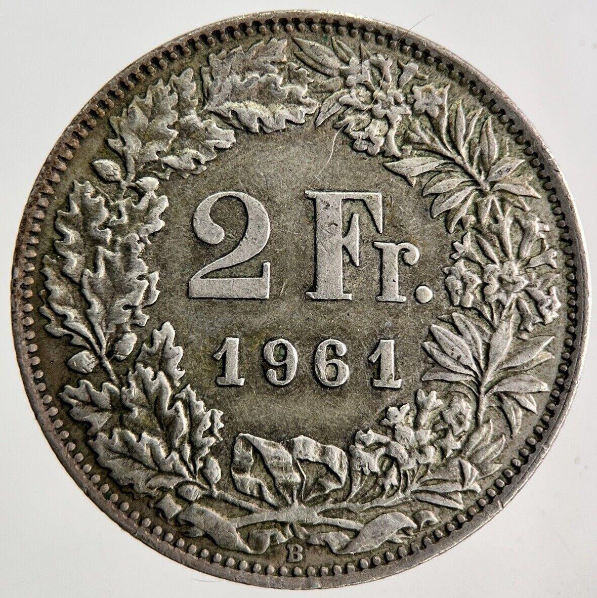1961 Switzerland Swiss 2 Franc Silver Coin | Very High Grade