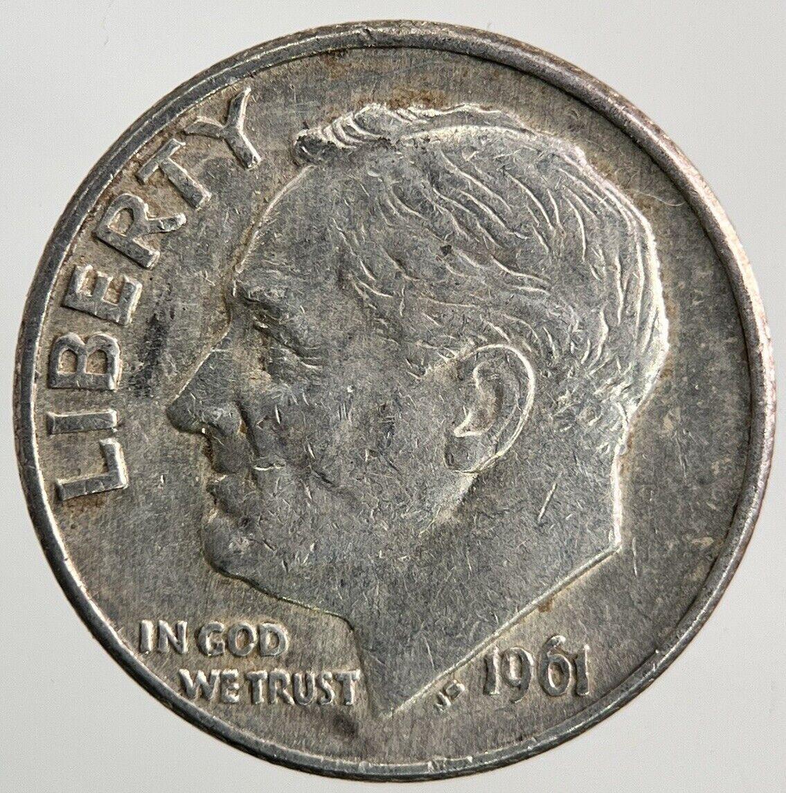 1961-D US USA Roosevelt Dime Silver Coin | Fine Collectable Grade