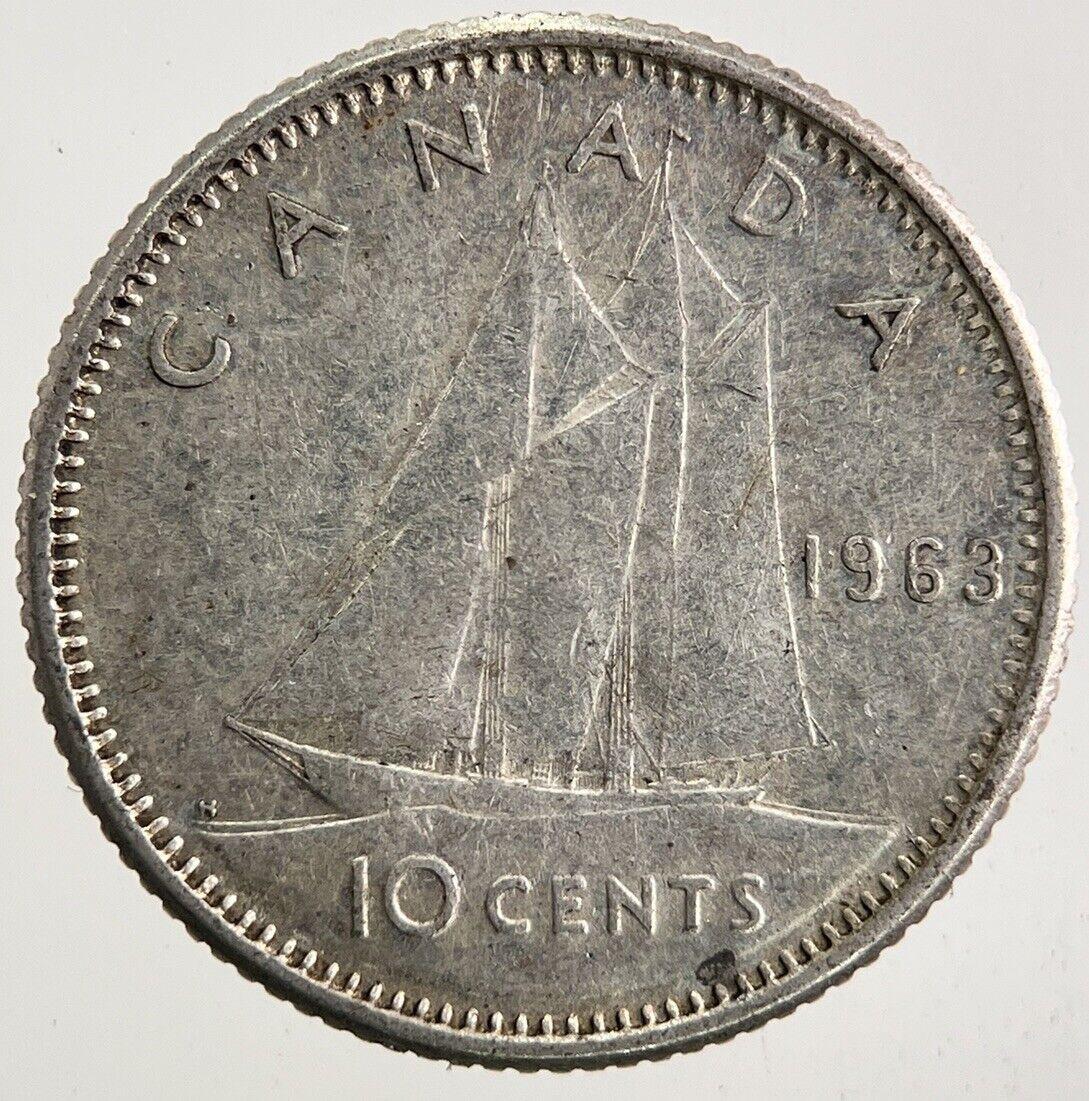 1963 Canada 10 Cents Silver Coin | Fine Collectable Grade