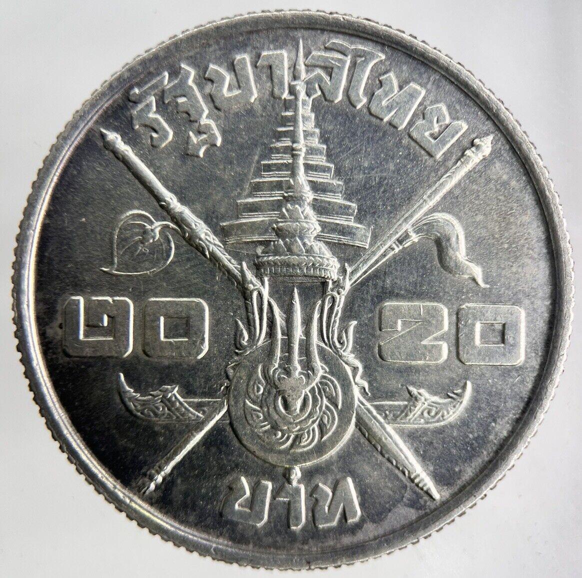 1963 Thai Thailand Rama XI Silver 20 Baht Silver Coin | Fine Collectable Grade