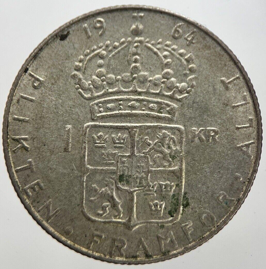 1964 Sweden 1 One Krona Silver Coin | Fine Collectable Grade | a7270