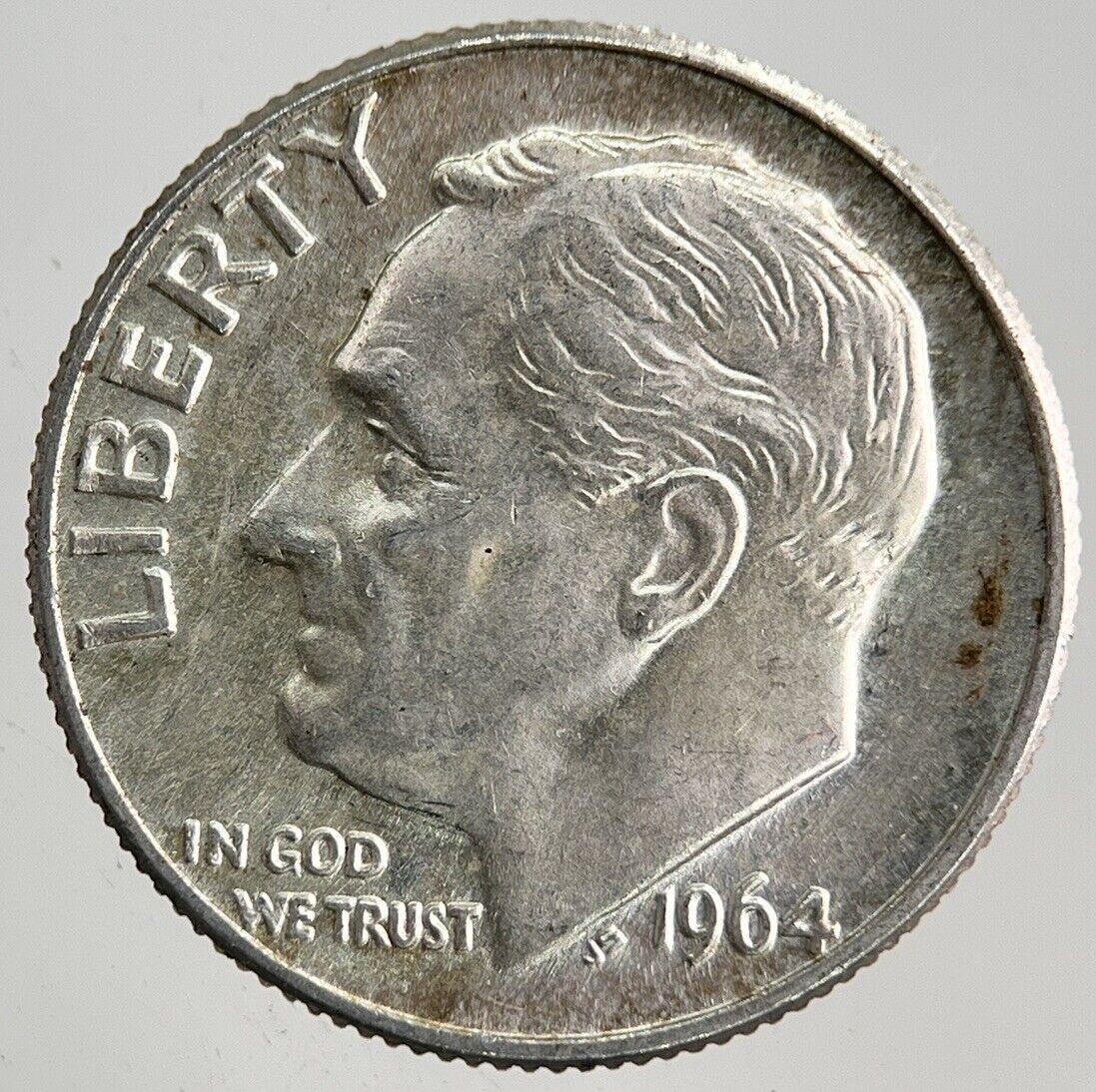 1964-D US USA Roosevelt One Dime Silver Coin | Very High Grade