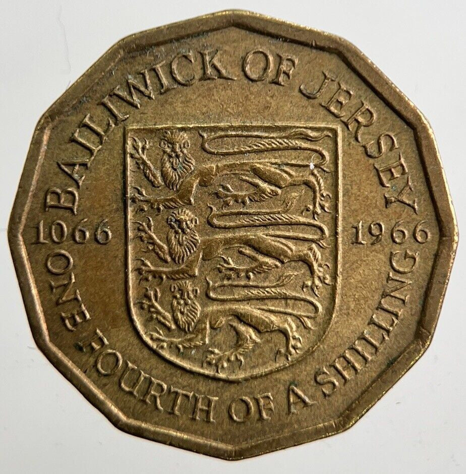 1966 Jersey Quarter 1/4 One Fourth Shilling Coin | Very High Grade | a4926