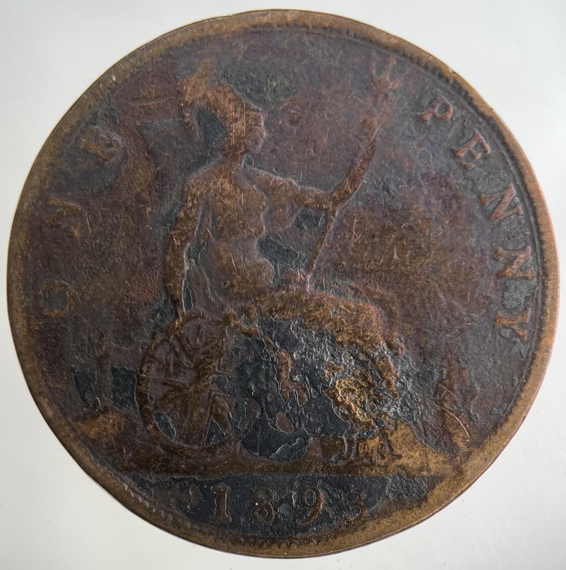 1893 Victoria One Penny Coin | Collectable Grade