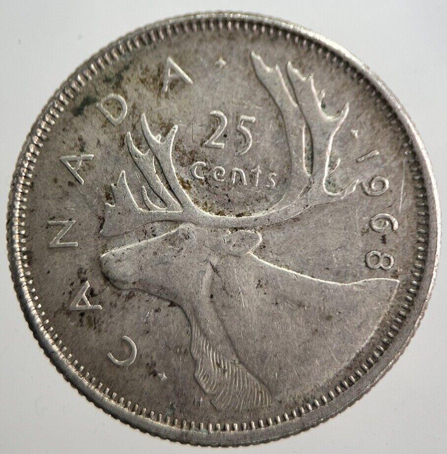 1968 Canada 25 Cents Silver Coin | Fine Collectable Grade | a7633