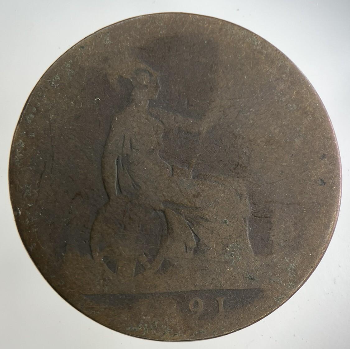 1891 Victoria One Penny Coin | Fair Grade