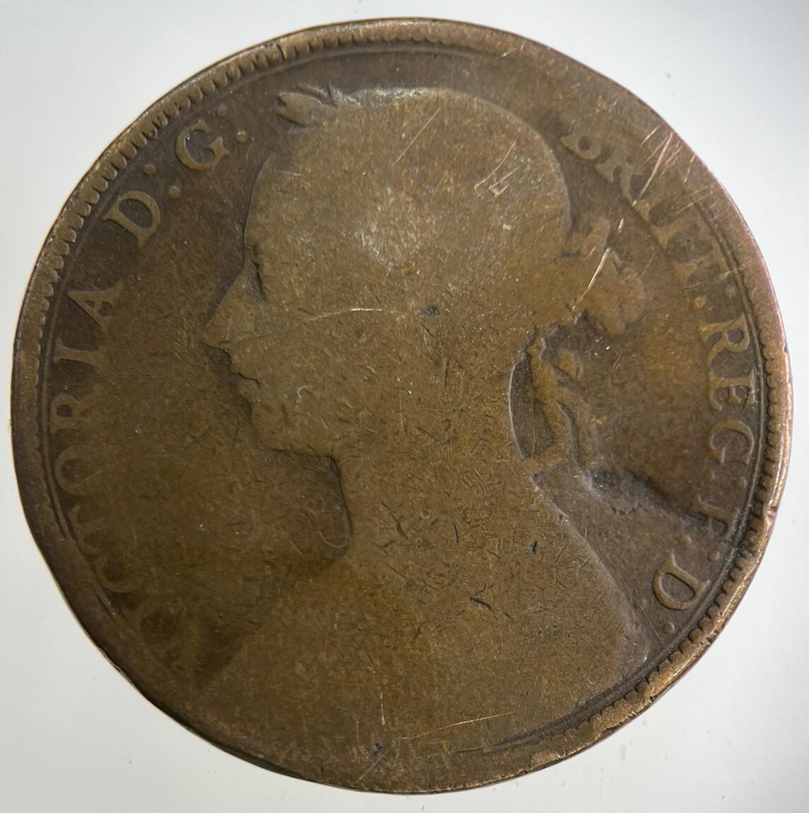 1889 Victoria One Penny Coin | Fair Grade