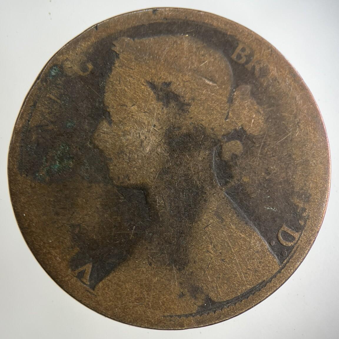 1876 Victoria One Penny Coin | Fair Grade