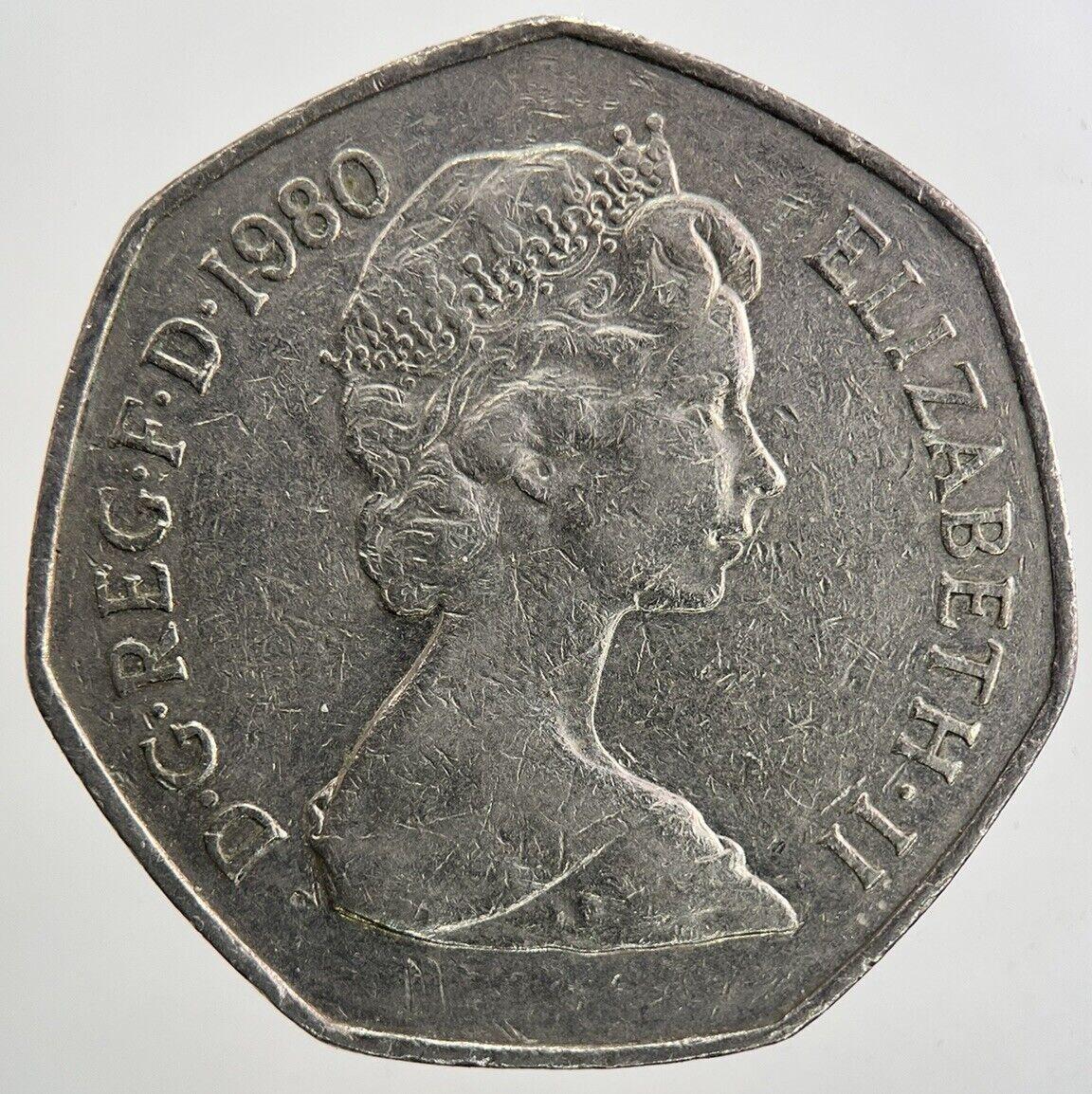 1980 Elizabeth II 2nd 50p 50 Fifty-Pence Coin | Fine Collectable Grade