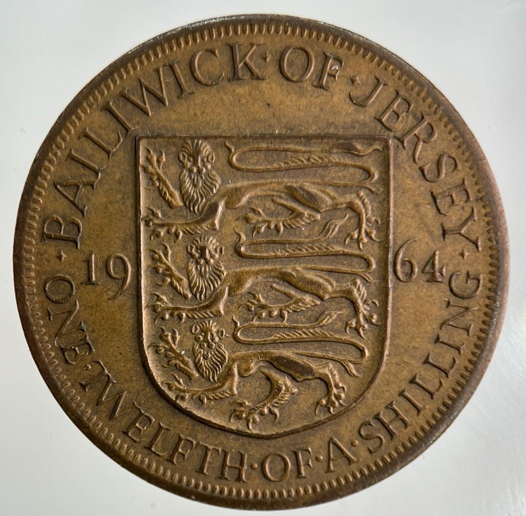 1964 Jersey 1/12 One Twelfth Of A Shilling Coin | Fine Collectable Grade