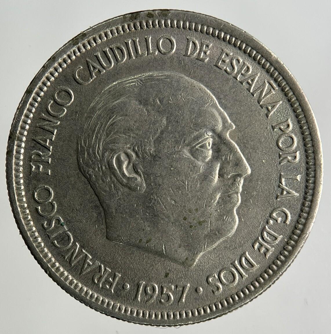 1957 Spain 5 Pesetas Coin | Fine Collectable Grade