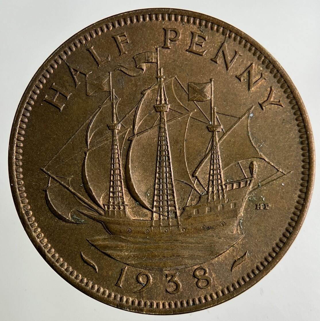 1938 George VI Half-Penny Coin | Very High Grade