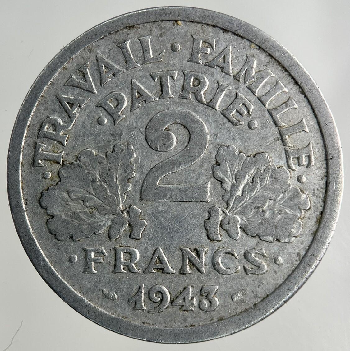 1943 France 2 Francs Coin | Fine Collectable Grade