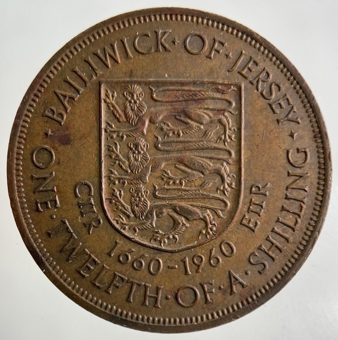 1960 Jersey 1/12 One Twelfth Of A Shilling Coin | Fine Collectable Grade