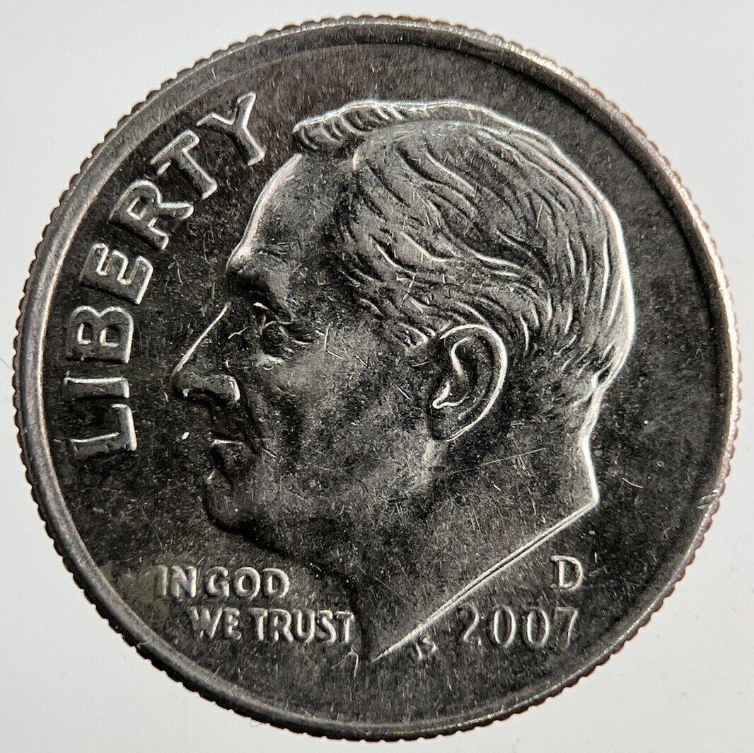 2007-D US USA Roosevelt Dime Coin | Very High Grade
